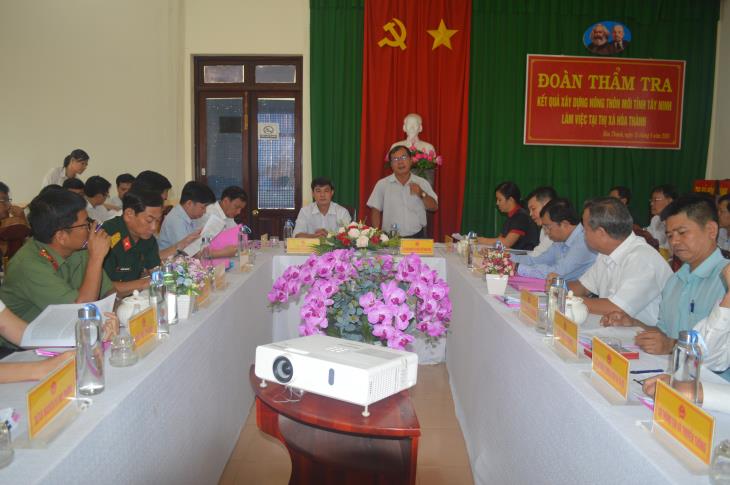 Thẩm tra, đề nghị công nhận thị xã Hòa Thành hoàn thành xây dựng  nông thôn mới