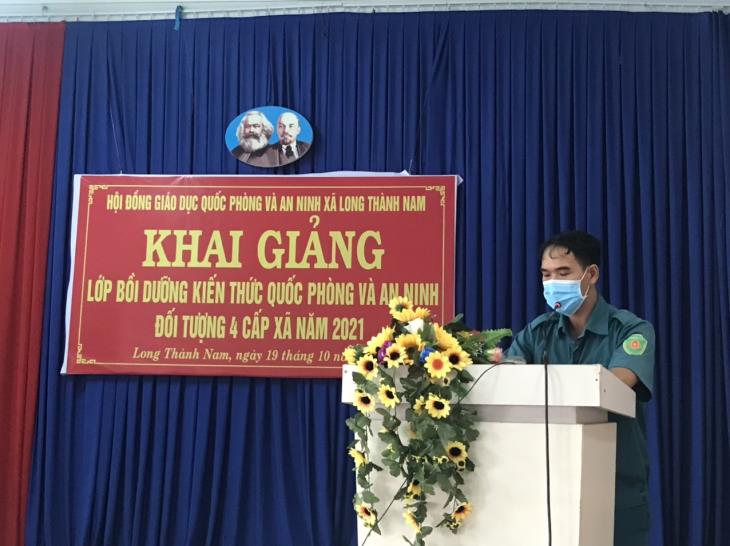 Xã Long Thành Nam khai giảng Lớp bồi dưỡng kiến thức QP-AN cho cán bộ đối tượng 4