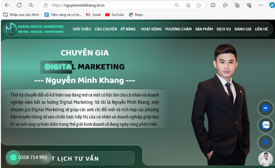 Hình ảnh 5: Giao diện website https://nguyenminhkhang.id.vn